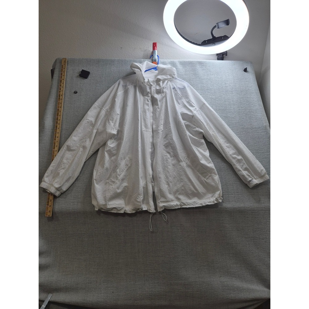 Livvi Active Windbreaker Jacket Womens 26/28 White Textured Hooded NO Zip